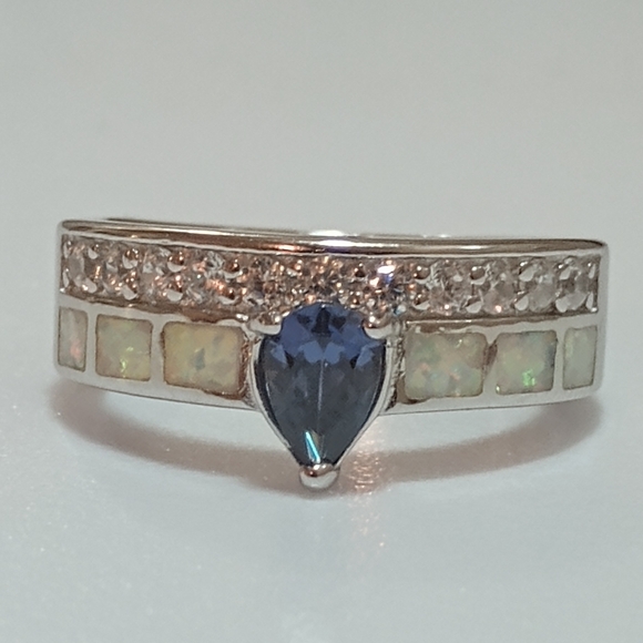 Luxury Silver Gemstone Wedding Rings For Women, Sz 6 - Picture 3 of 9